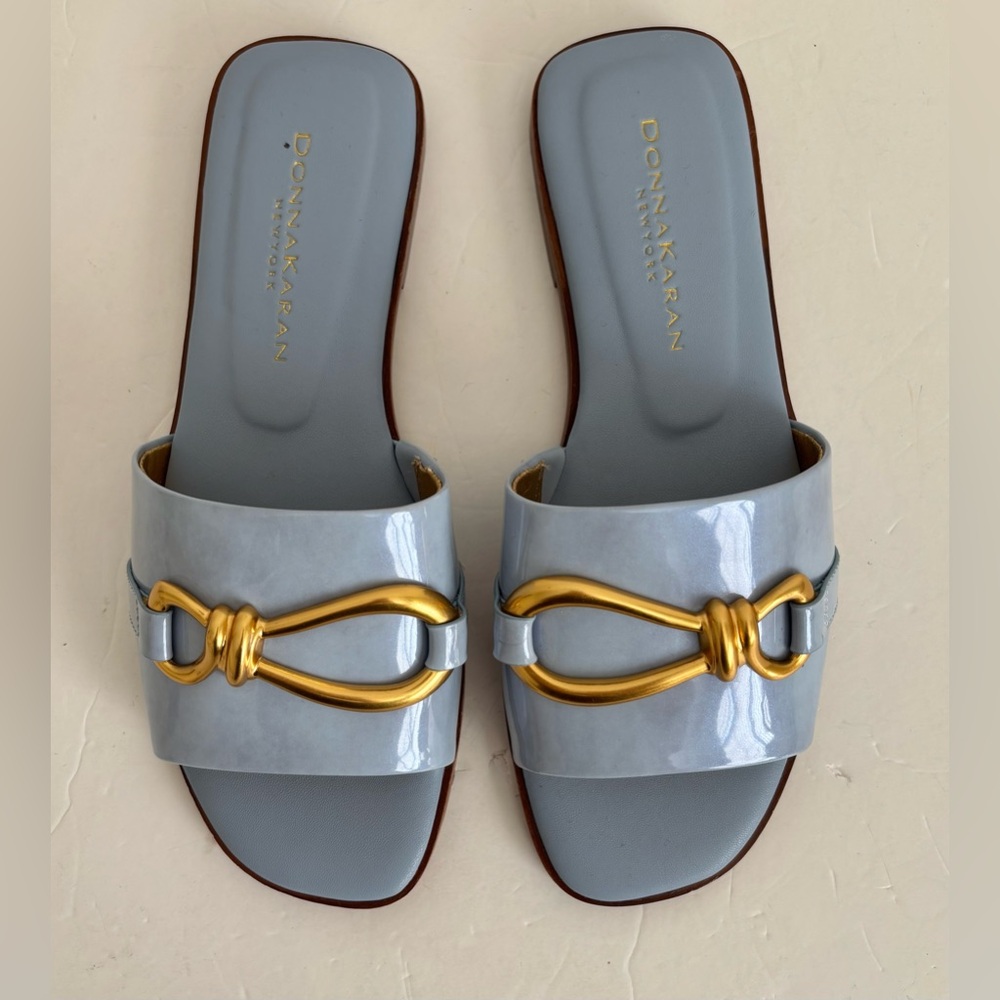 Donna Karan Women's Blue and Gold Slide Sandals